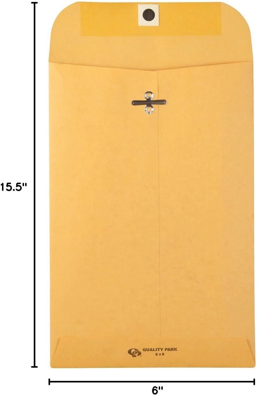 imageQuality Park 12 x 1512 Clasp Envelopes Clasp and Gummed Closures for Oversized Papers Drawings or Posters 32 lb Kraft Paper 100Box QUA3781012 x 155