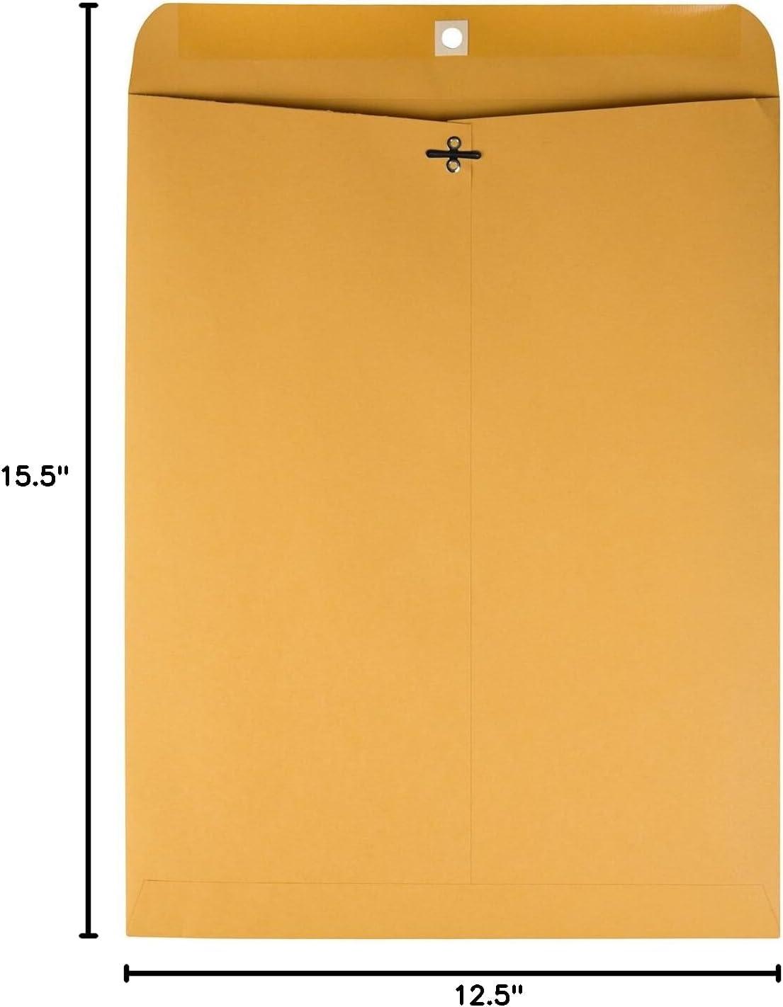 imageQuality Park 12 x 1512 Clasp Envelopes Clasp and Gummed Closures for Oversized Papers Drawings or Posters 32 lb Kraft Paper 100Box QUA3781012 x 155