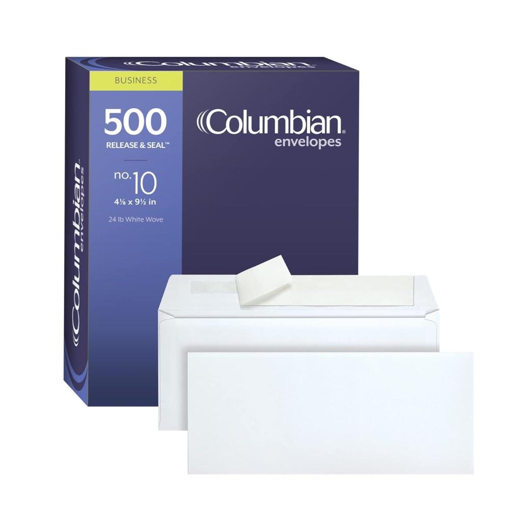 imageColumbian 10 Business Envelopes 418 x 912 Inches SelfSeal Closure Side Seam Envelopes White Wove 500 per Box COLO147One Size