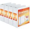 Cardinal Economy 3 Ring Binder, 1 Inch, Presentation View, White, Holds 225 Sheets, Nonstick, PVC Free, 4 Pack of Binders (79510)(3-Inch)