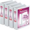 Cardinal Performer 3-Ring Binders, 3″, Non-Locking Slant-D Rings, 725-Sheet Capacity, ClearVue Presentation, Non-Stick, PVC-Free, White, 4-Pack (27600)(White)