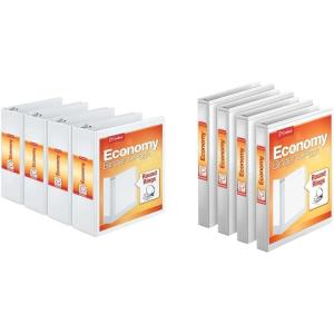 Cardinal Economy 3 Ring Binder, 1 Inch, Presentation View, White, Holds 225 Sheets, Nonstick, PVC Free, 4 Pack of Binders (79510)(3-Inch)