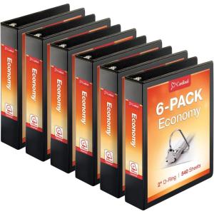 Cardinal Economy 3-Ring Binders, 4″, Slant-D Rings, Holds 835 Sheets, ClearVue Presentation View, Non-Stick, White, Case of 6 (90781)(Black)