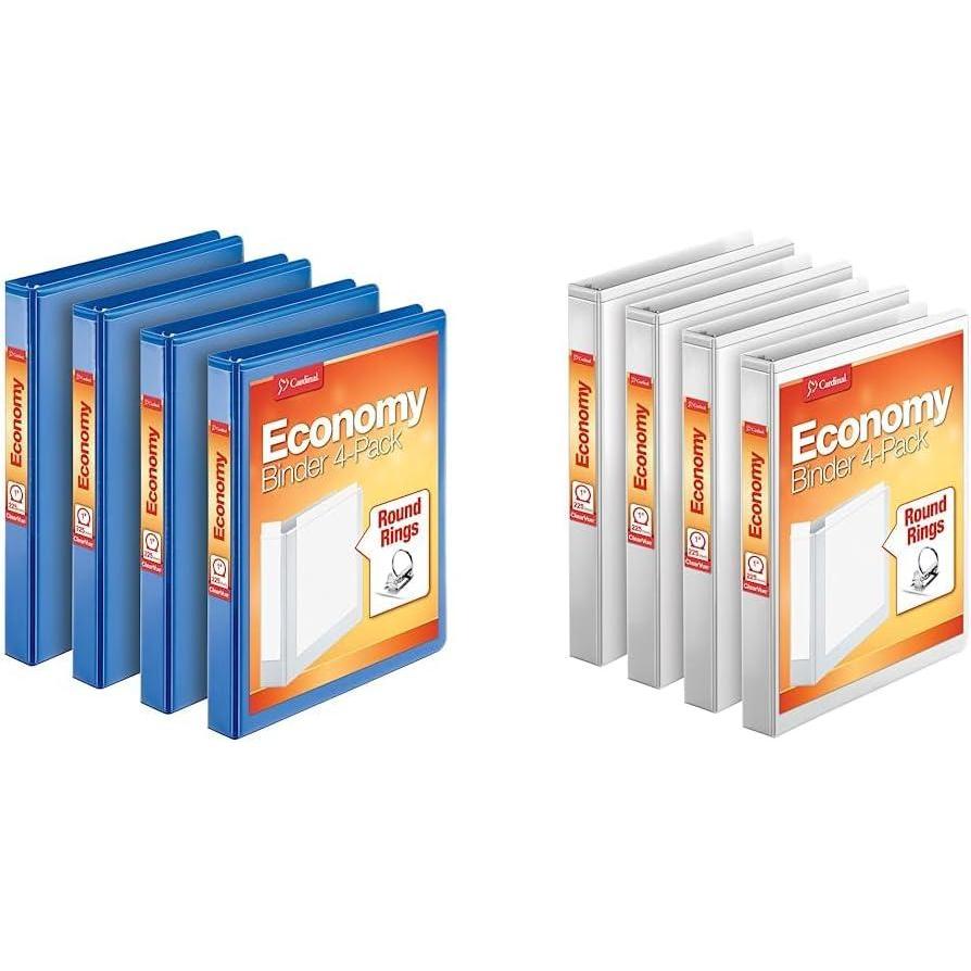 imageCardinal Economy 3 Ring Binder 1 Inch Presentation View Blue Holds 225 Sheets Nonstick PVC Free 4 Pack of Binders 79511Blue