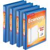 Cardinal Economy 3 Ring Binder, 1 Inch, Presentation View, Blue, Holds 225 Sheets, Nonstick, PVC Free, 4 Pack of Binders (79511)(Blue)