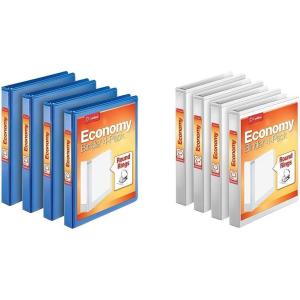 Cardinal Economy 3 Ring Binder, 1 Inch, Presentation View, Blue, Holds 225 Sheets, Nonstick, PVC Free, 4 Pack of Binders (79511)(Blue)