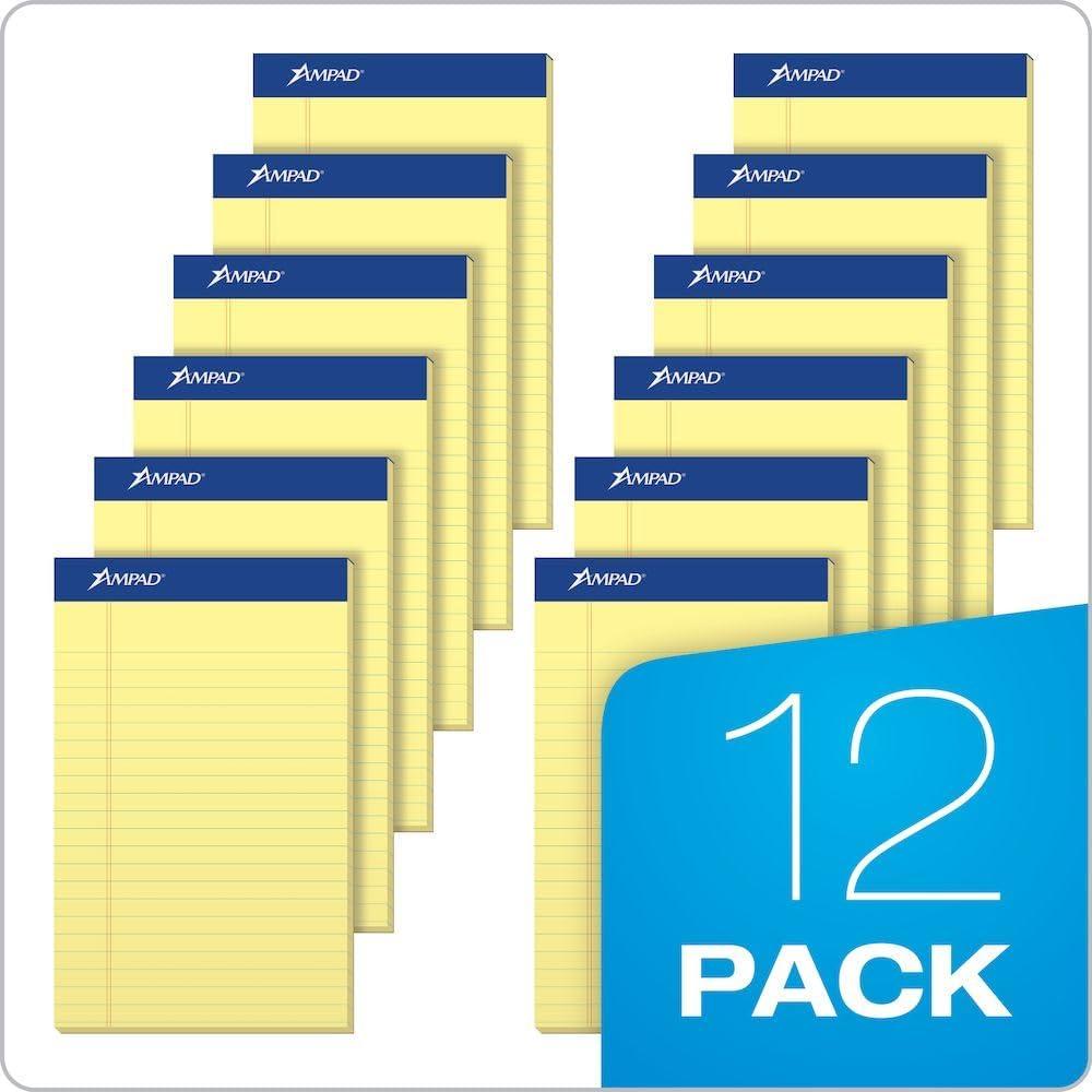 imageAmpad Perforated Pad Size 5 x 8 Canary Yellow Paper Jr Legal 50 Sheets Per Pad 12 Pack 20264