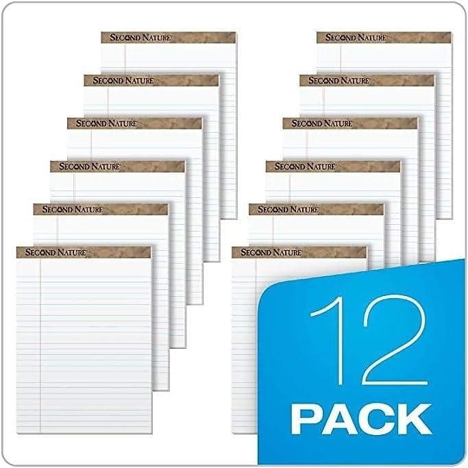 imageTOPS 74880 Second Nature Recycled Pads 8 12 x 11 34 White 50 Sheets Pack of 128 12 x 11 34