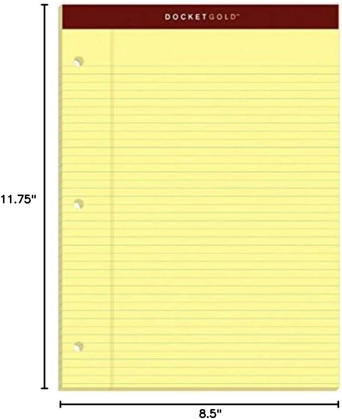 imageTOPS Docket Gold Writing Pads 812quot x 1134quot Narrow Rule Canary Paper 3Hole Punched 100 Sheets 2 Pack 99716812 x 1134