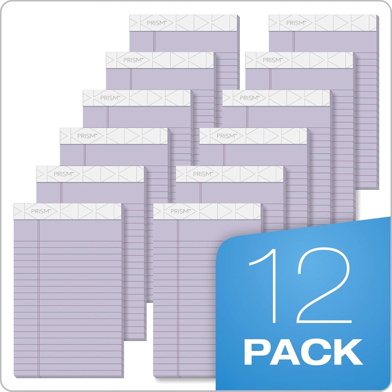 imageTOPS Prism Writing Pads 5x 8 Perforated Jr Legal Ruled Narrow 14 Spacing Orchid 50 Sheets 12 Pack 63040