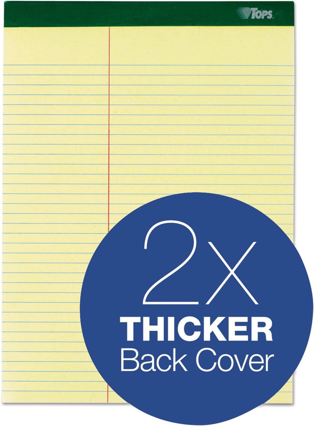 imageTops Docket Writing Pads with 100 Sheets ExtraStrong Back 812quot x 1134quot Perforated Canary Law Rule 100 Sheets 6 Pack 633968 12 x 11 34