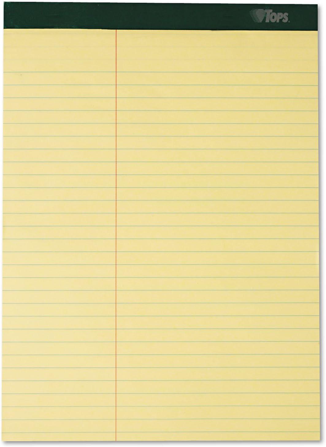 imageTops Docket Writing Pads with 100 Sheets ExtraStrong Back 812quot x 1134quot Perforated Canary Law Rule 100 Sheets 6 Pack 633968 12 x 11 34