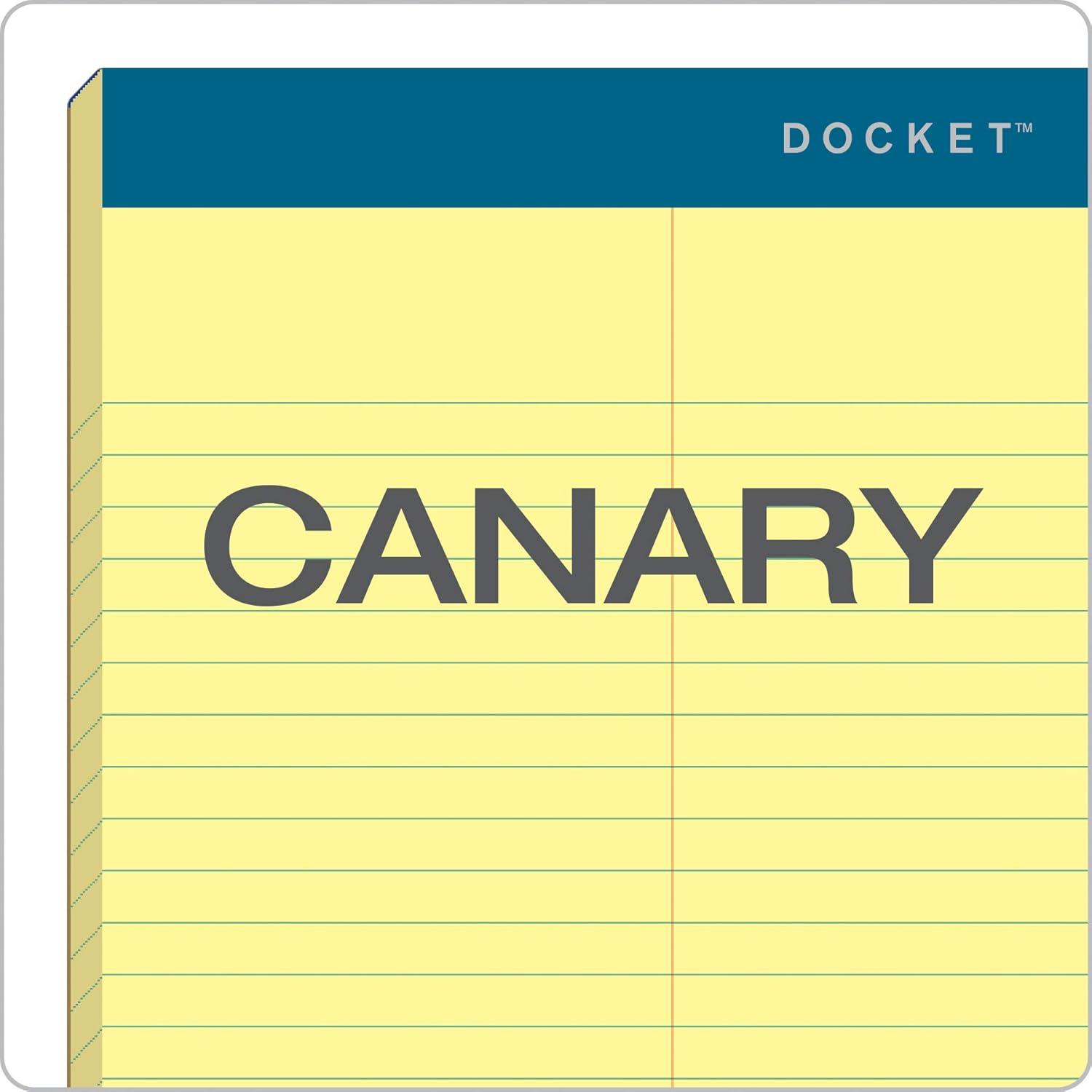 imageTops Docket Writing Pads with 100 Sheets ExtraStrong Back 812quot x 1134quot Perforated Canary Law Rule 100 Sheets 6 Pack 633968 12 x 11 34 Pack of 6