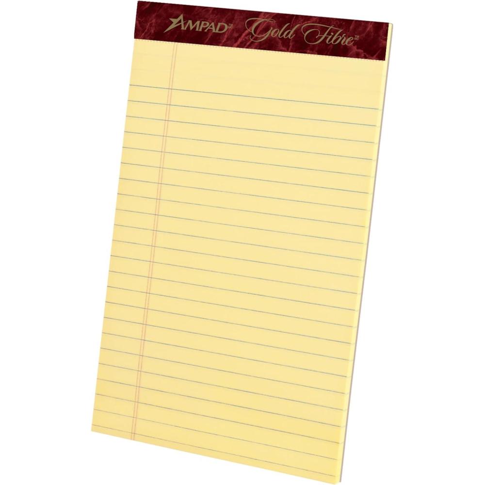 imageAmpad 20004 Gold Fibre Writing Pads CollegeMedium 5 x 8 Canary 50 Sheets Case of 12 Pads