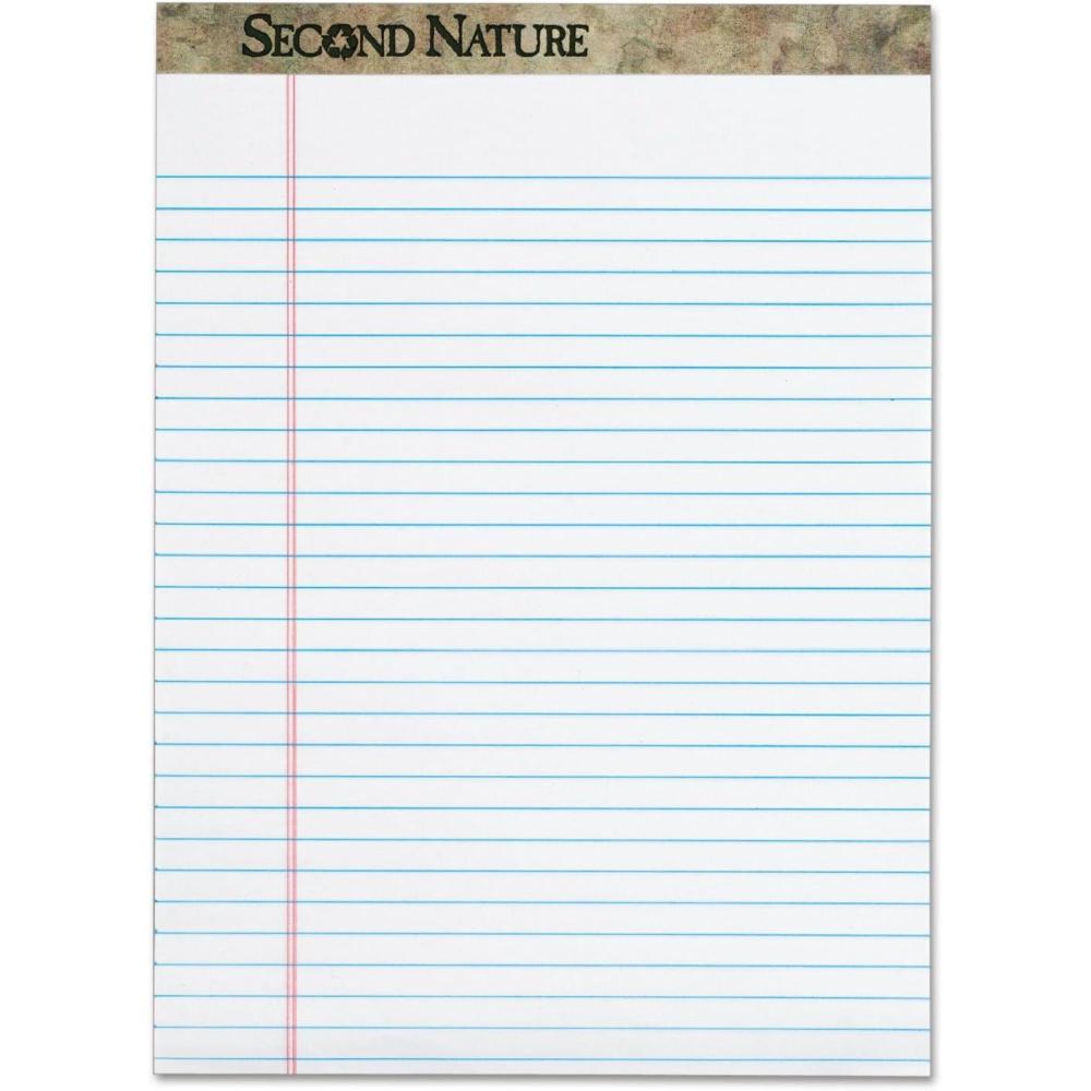 imageTOPS 74880 Second Nature Recycled Pads 8 12 x 11 34 White 50 Sheets Pack of 128 12 x 11 34