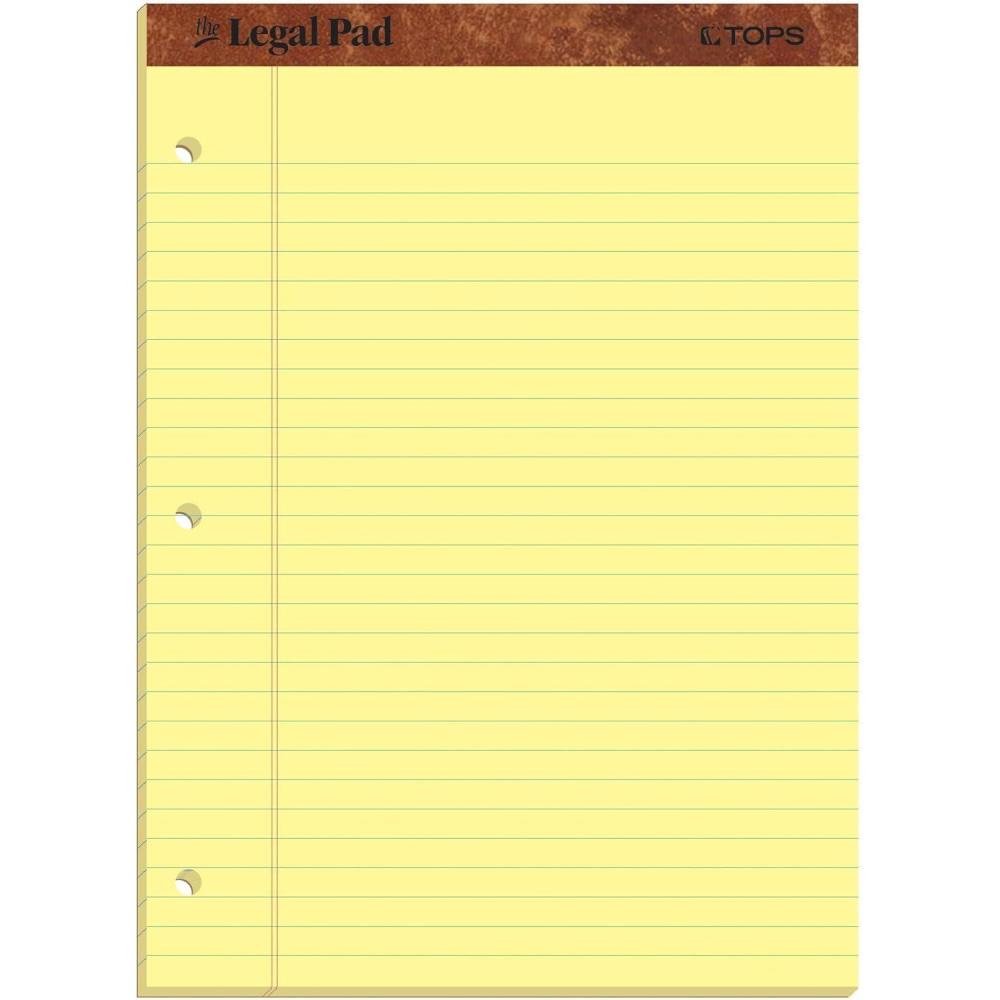 imageTOPS The Legal Pad Writing Pads 812quot x 1134quot Canary Paper Legal Rule 50 Sheets 12 Pack 7535111 34 x 8 12