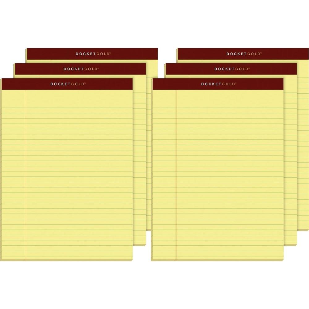 imageTops Docket Gold Writing Pads 812quot x 1134quot Legal Rule Canary Paper Perforated 50 Sheets 6 Pack 63956812 x 1134