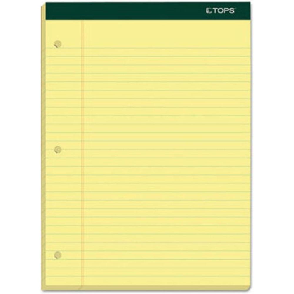 imageTops Docket Writing Pads with 100 Sheets ExtraStrong Back 812quot x 1134quot Perforated Canary Law Rule 100 Sheets 6 Pack 633968 12 x 11 34