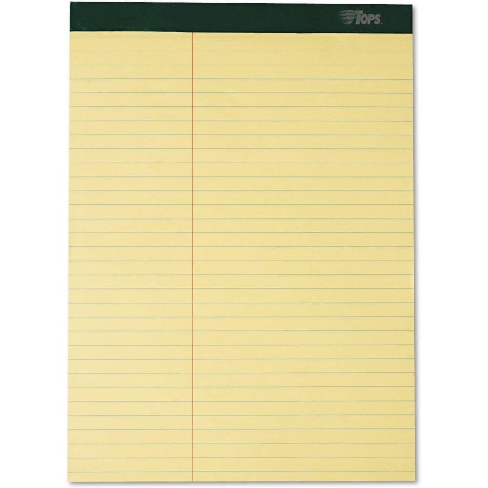 imageTops Docket Writing Pads with 100 Sheets ExtraStrong Back 812quot x 1134quot Perforated Canary Law Rule 100 Sheets 6 Pack 633968 12 x 11 34 Pack of 6