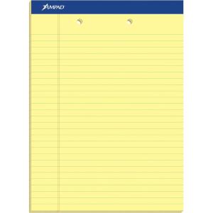 Ampad Evidence Perforated Pad,Size 8-1/2 x 11-3/4, Canary Yellow Paper , Legal Ruling , 50 Sheets per Pad, 2 Hole Punched, Pack of 12 (20-224)(8.5 x 11.75)