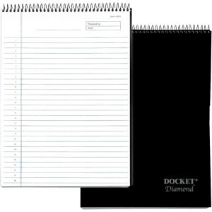 TOPS Docket Diamond Premium Stationery Wirebound Tablet, 8.5 x 11.75 Inches, 60 Sheets, Legal Ruled, Natural White (63978), Black(60)