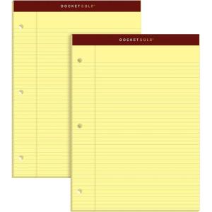 TOPS Docket Gold Writing Pads, 8-1/2″ x 11-3/4″, Narrow Rule, Canary Paper, 3-Hole Punched, 100 Sheets, 2 Pack (99716)(8-1/2″ x 11-3/4″)