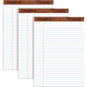 TOPS The Legal Pad, 8-1/2 x 11-3/4 Inches, Perforated, White, Legal/Wide Rule, 50 Sheets per Writing Pad, 3 Pads per Pack (75337)(8.5 x 11.75 (Pack of 6))