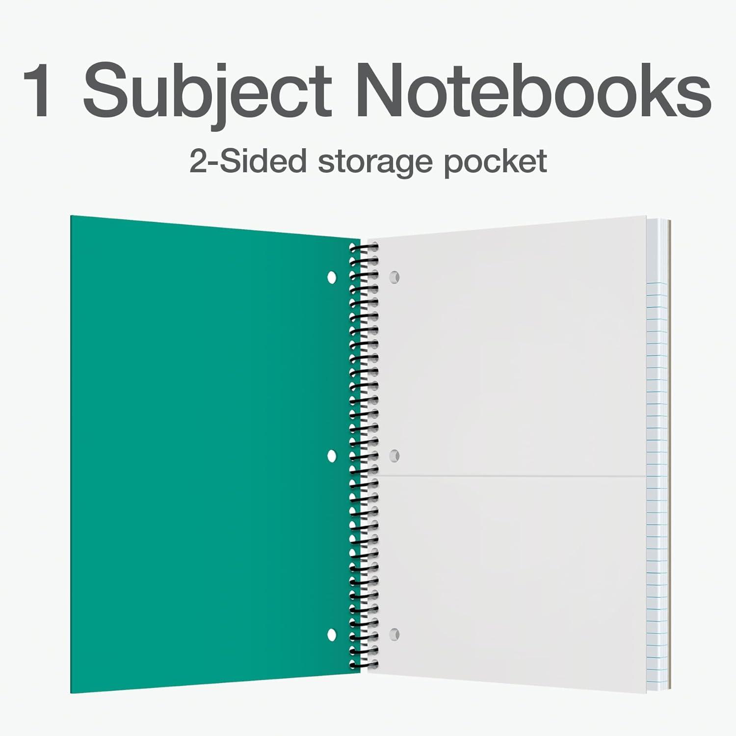 imageOxford 1 Subject Spiral Notebook Notebooks for School Plastic Covers Back to School Supplies Wide Ruled 100 Sheets 5 Pack Assorted Primary Colors Black Blue Red Green and Yellow 1009290