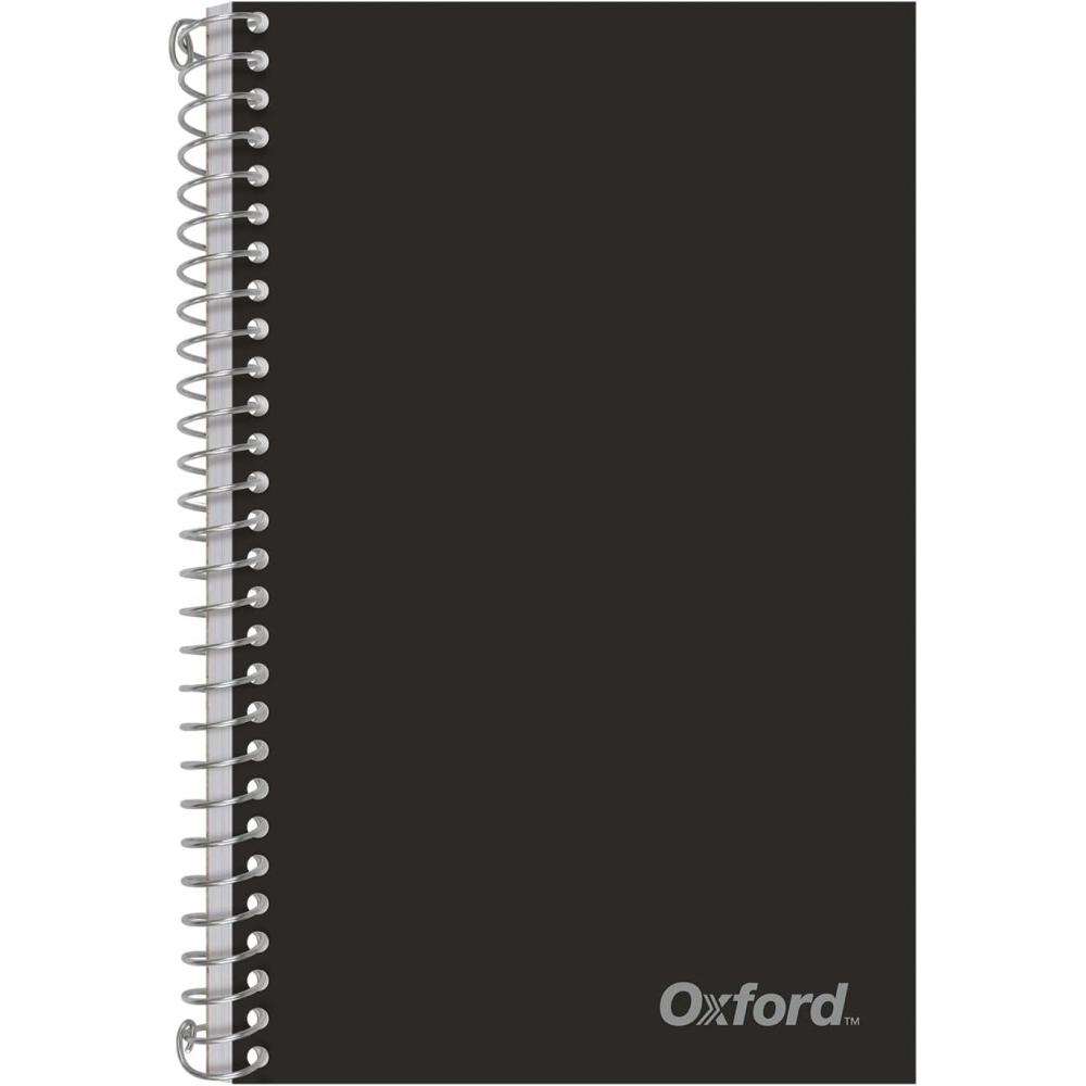 imageOxford Poly Spiral Notebook 2Subject for School College Ruled Paper 100 Sheets 6 x 95 Inches 2 Double Pocket Dividers Black Cover 1002544
