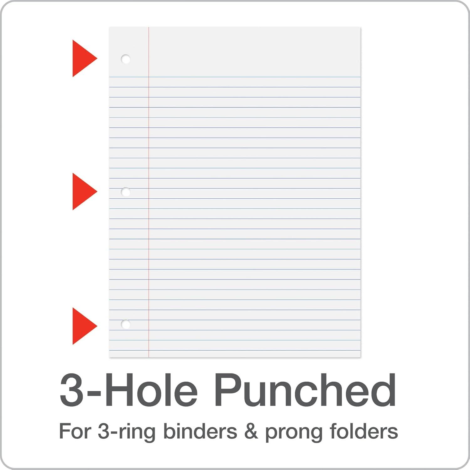 imageOxford Loose Leaf Paper Filler Paper Notebook Paper 8quot x 1012quot Wide Rule 3Hole Punched 2000 Sheets for 3 Ring Binders 4 Packs of 500 White 62379