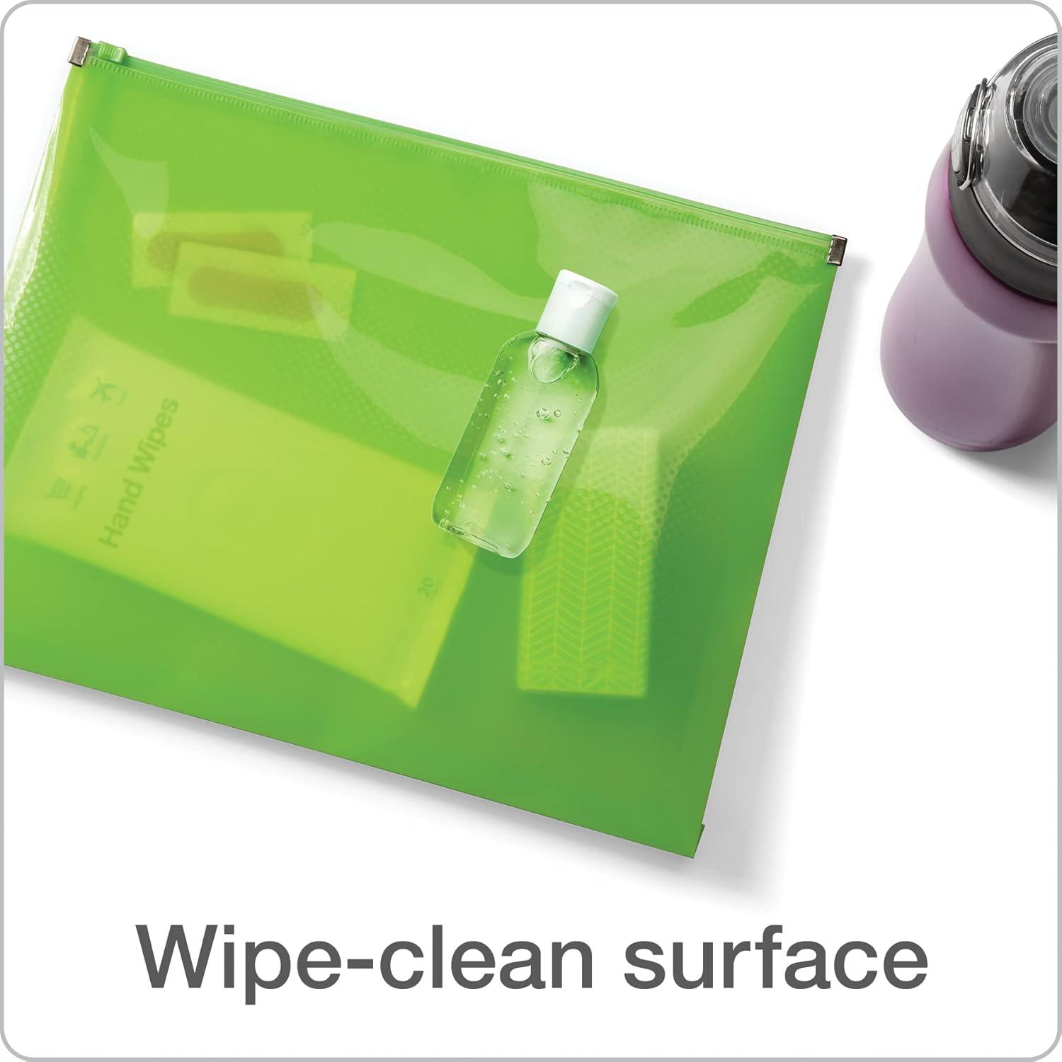 imageOxford Plastic Zip Envelopes Expanding Poly Zipper File for A4 or Letter Size Sheets 114 Inch Expansion 5 Translucent Colors 10 Pack 52014