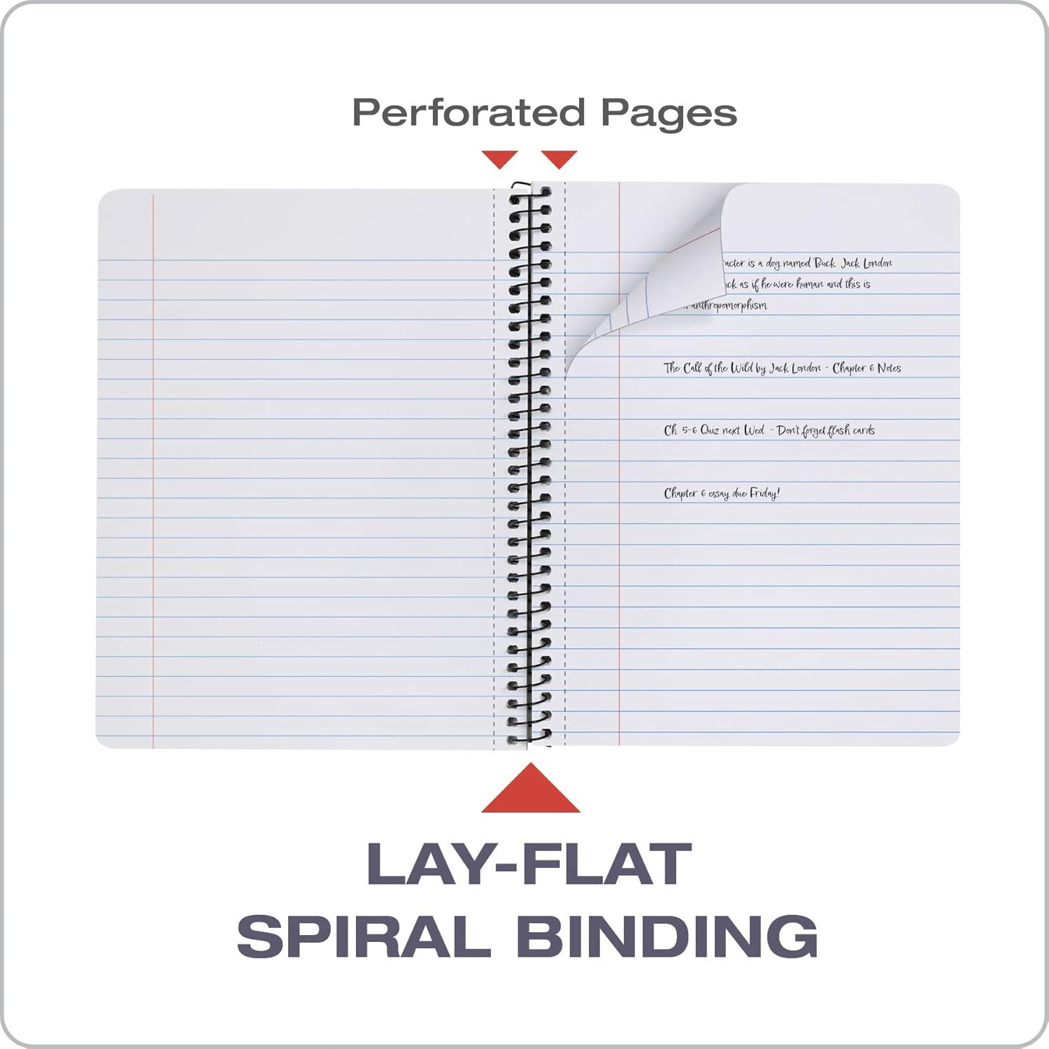 imageOxford Spiral Composition Notebooks 4 Pack Poly Covers College Ruled Paper 934 x 712 Inches 80 Sheets Assorted Primary Color Covers 64949Wide Ruled