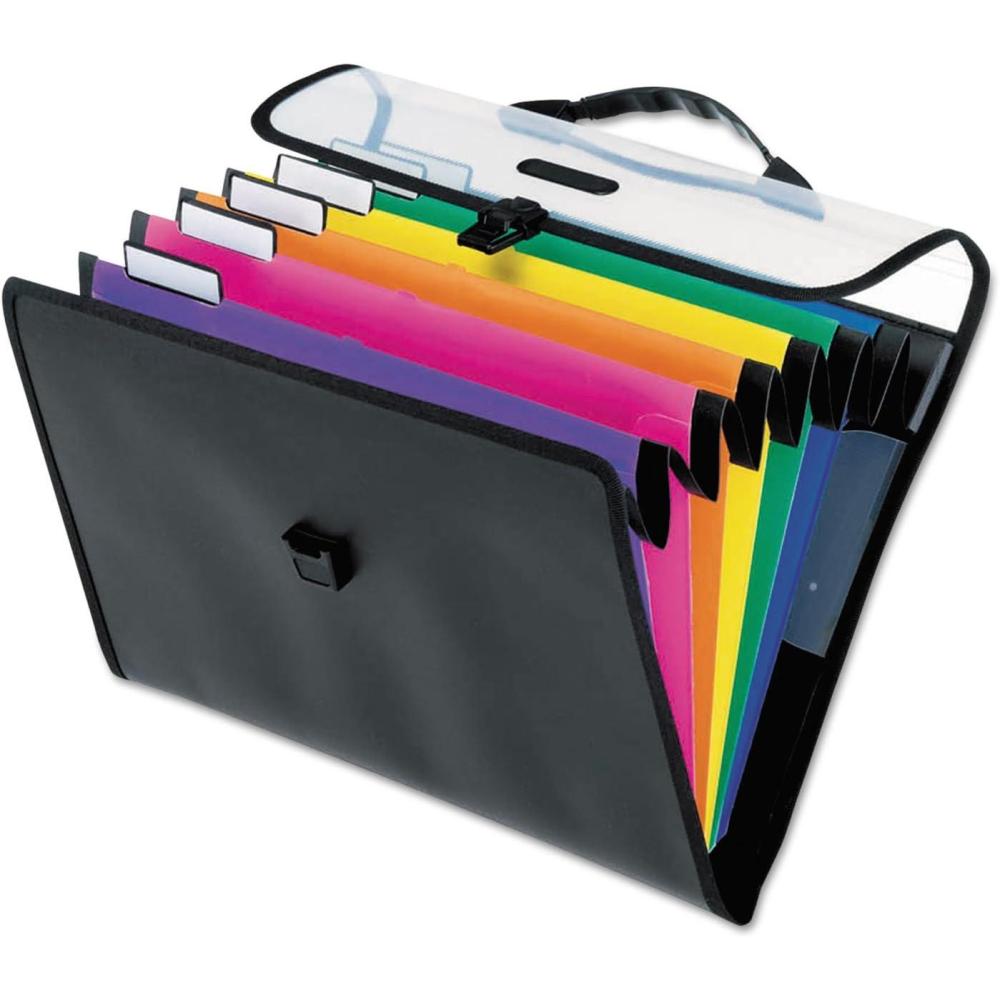 imagePendaflex Hanging Organizer Allin1 Wall OrganizerPocket Chart Black with Bright Color Folders Poly Carry Case Letter Size 52891 BlackAssorted1 Count Pack of 1