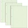 TOPS Engineering Notebooks, Graph Notebooks, 3 Pk Quad Ruled Pad, 8-1/2″ x 11″, Glue, 5 x 5 Graph Rule on Back, Green Tint Paper, 3-Hole Punched, 100 Sheets per Pad (35507A)