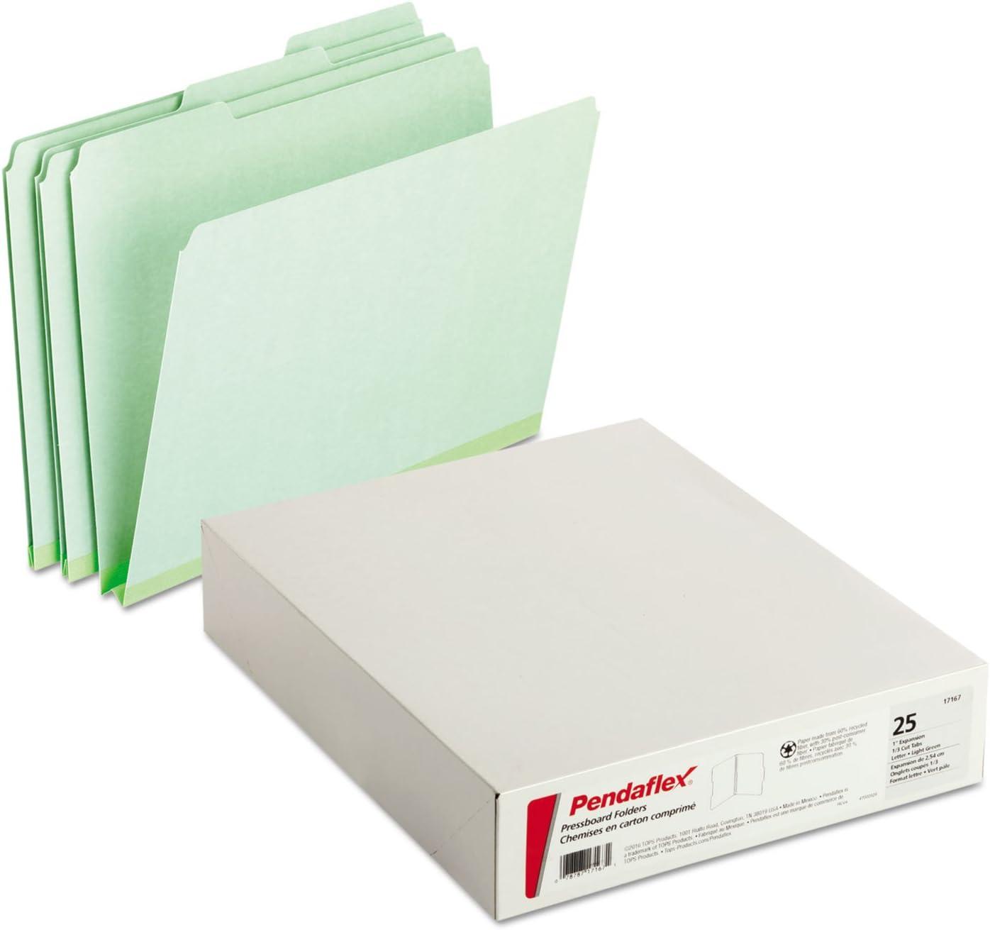 imagePendaflex 1quot Expansion Pressboard File Folders with 13 Cut Tab Letter Blue 25Box 9200T 13Green