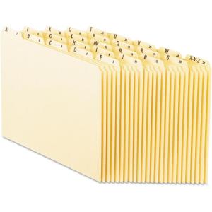 Pendaflex PFXEN225 EN225 A-Z Top Tab Recycled File Guides, 18 pt. Manila, 1/5 Tab, Letter Size, 25/Set