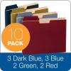 Pendaflex Globe-Weis/Pendaflex File Folder Pockets, 150 Sheet Capacity, Letter Size, Double Top, 1/3 Cut Tabs, Assorted Colors, 10 Pack (FP153L10 ASST)(Letter (Pack of 100))