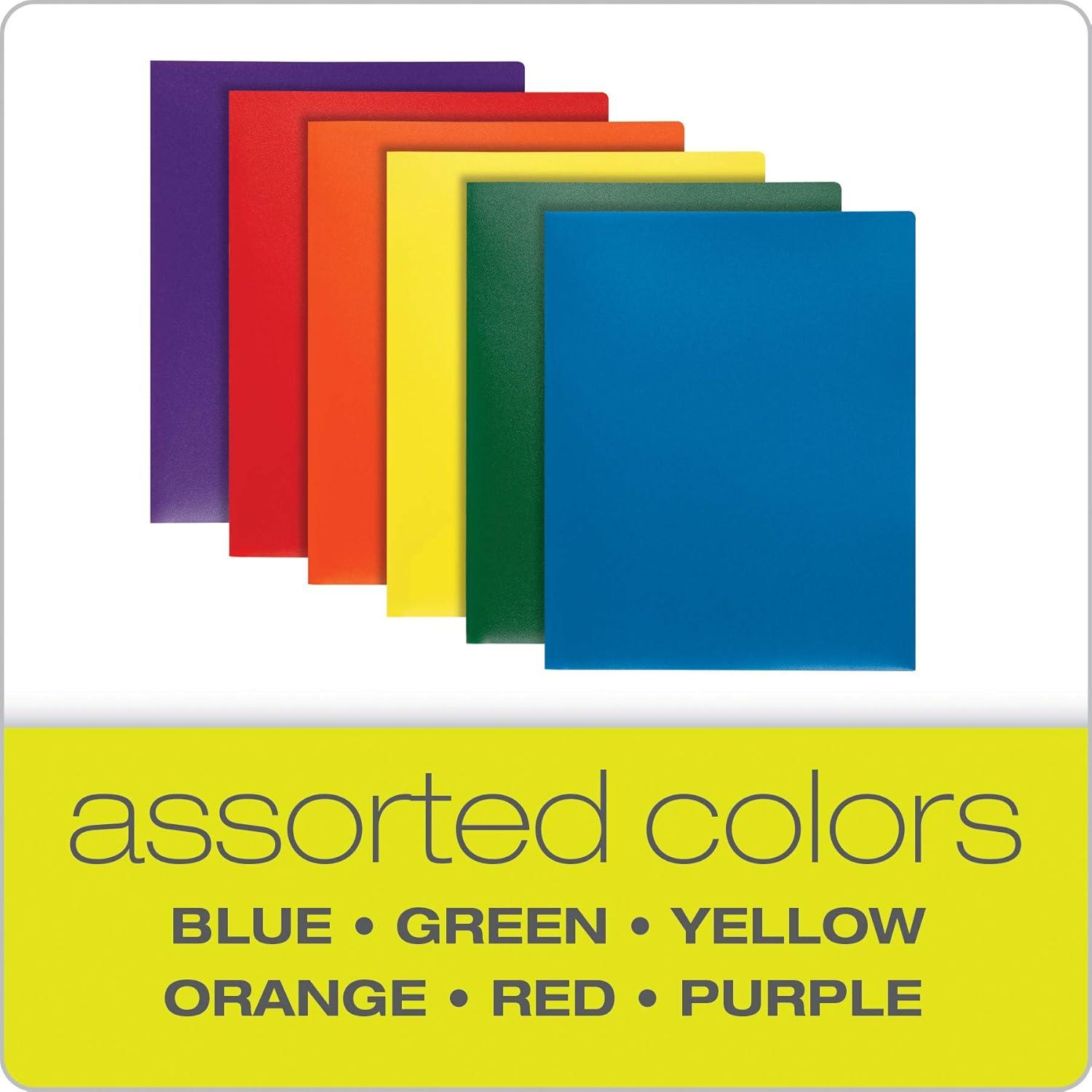 imageOxford Folders with Pockets Durable Plastic Two Pocket Folders Assorted Colors 15187 Letter 6 per PackLetter