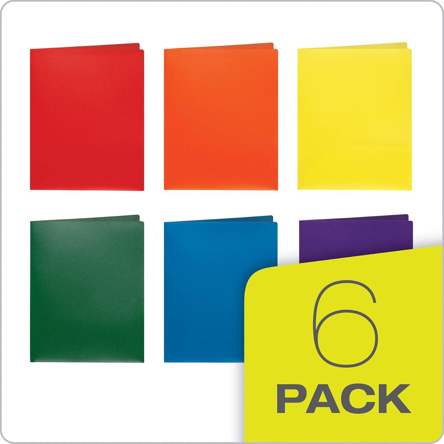 imageOxford Folders with Pockets Durable Plastic Two Pocket Folders Assorted Colors 15187 Letter 6 per PackLetter