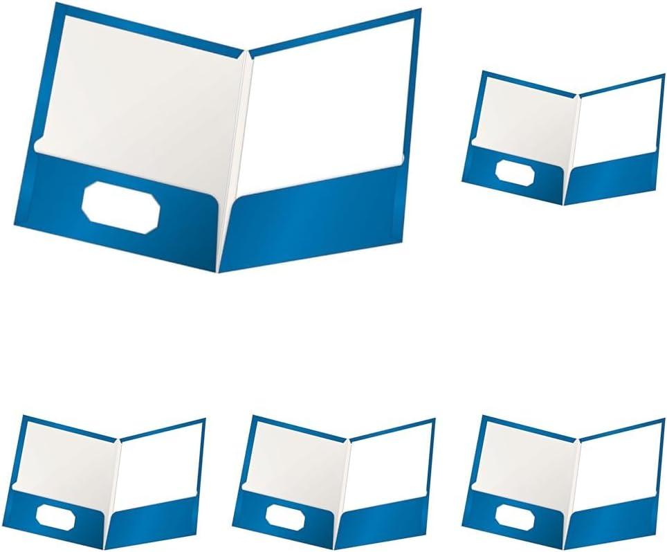 imageOxford Laminated TwinPocket Folders Letter Size White Holds 100 Sheets Box of 25 51704EEBlue