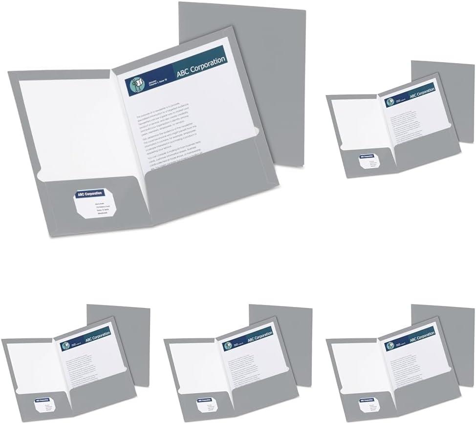 imageOxford Laminated TwinPocket Folders Letter Size White Holds 100 Sheets Box of 25 51704EEGray