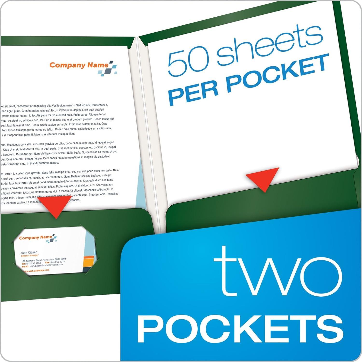 imageOxford Laminated TwinPocket Folders Letter Size White Holds 100 Sheets Box of 25 51704EEGreen