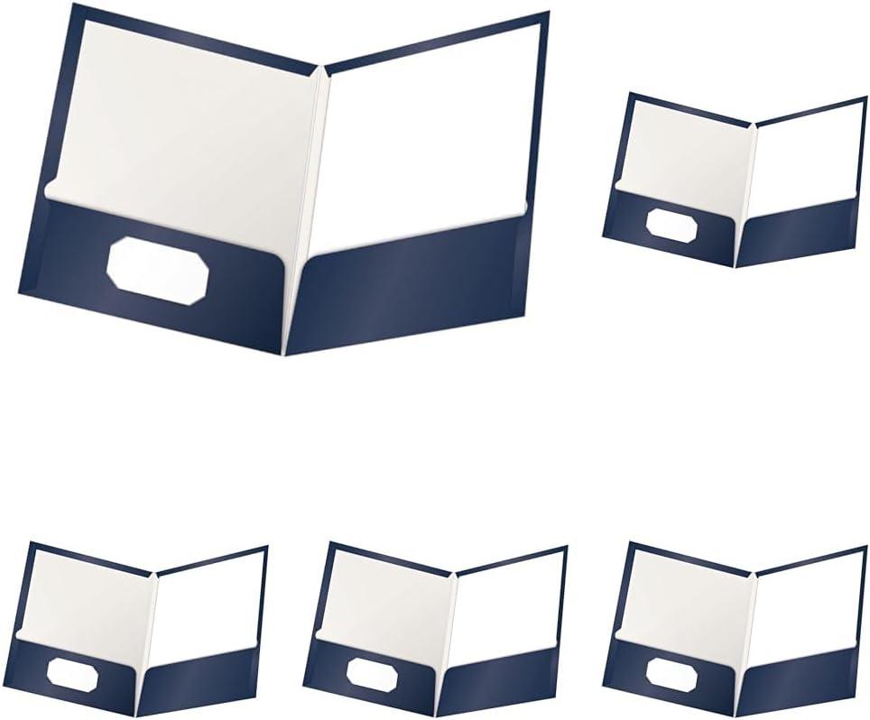imageOxford Laminated TwinPocket Folders Letter Size White Holds 100 Sheets Box of 25 51704EENavy