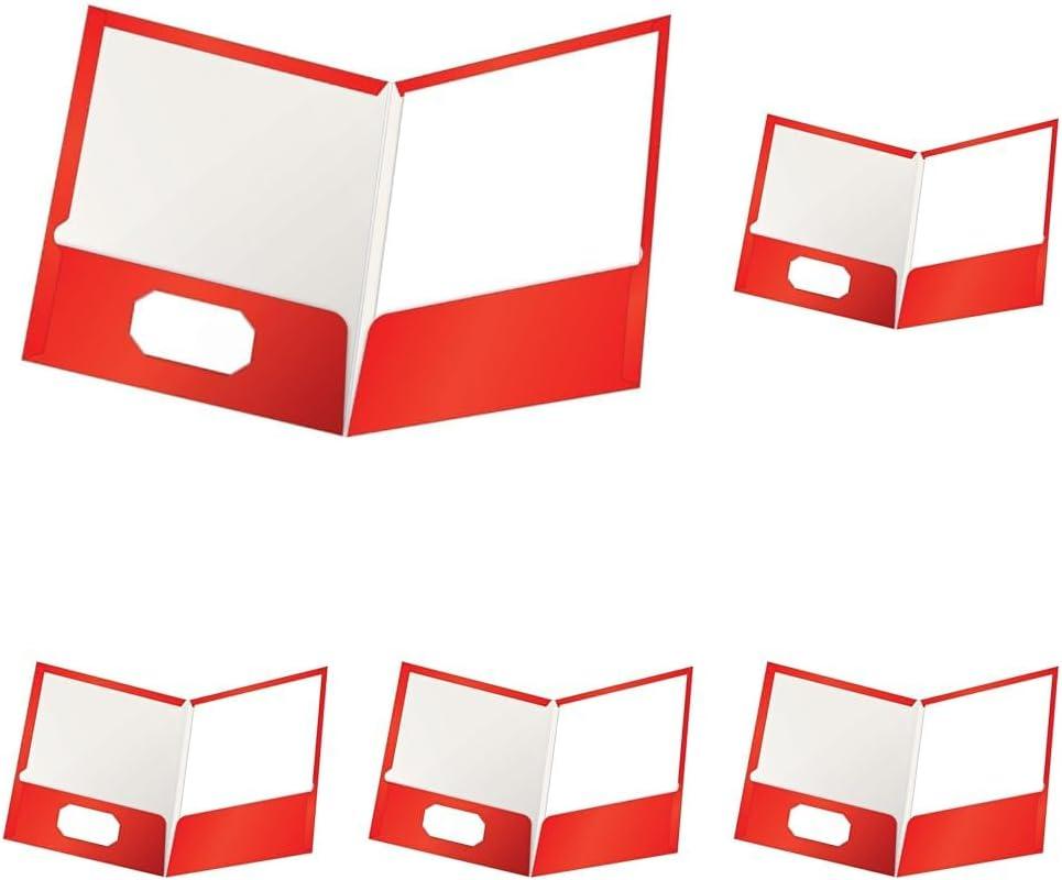 imageOxford Laminated TwinPocket Folders Letter Size White Holds 100 Sheets Box of 25 51704EERed