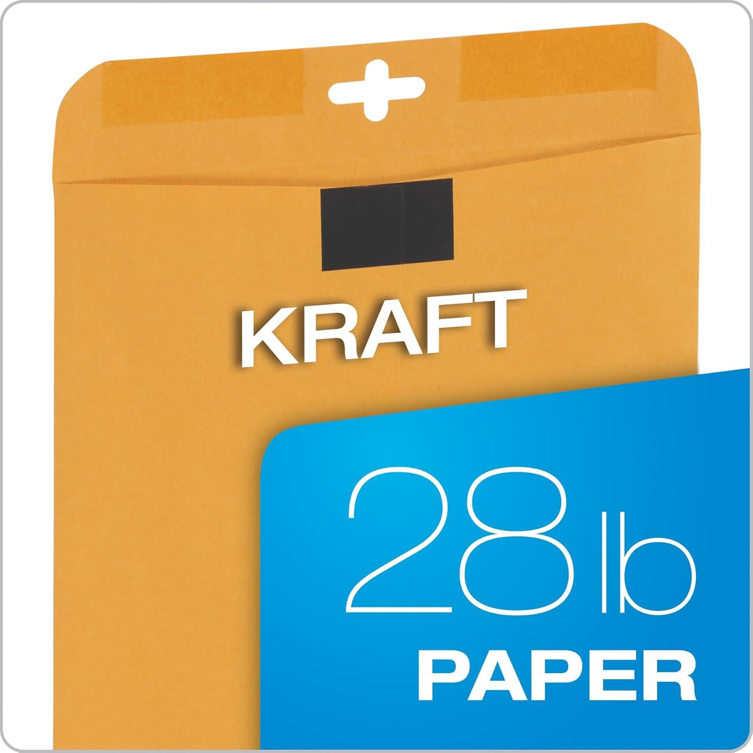 imageQuality Park 10 x13 Inch ClearClasp Catalog Envelopes for Mail or Storage wRediTac Clasp and Gummed Closure 28lb Brown Kraft 100Box QUA4376810 x 13 Pack of 5