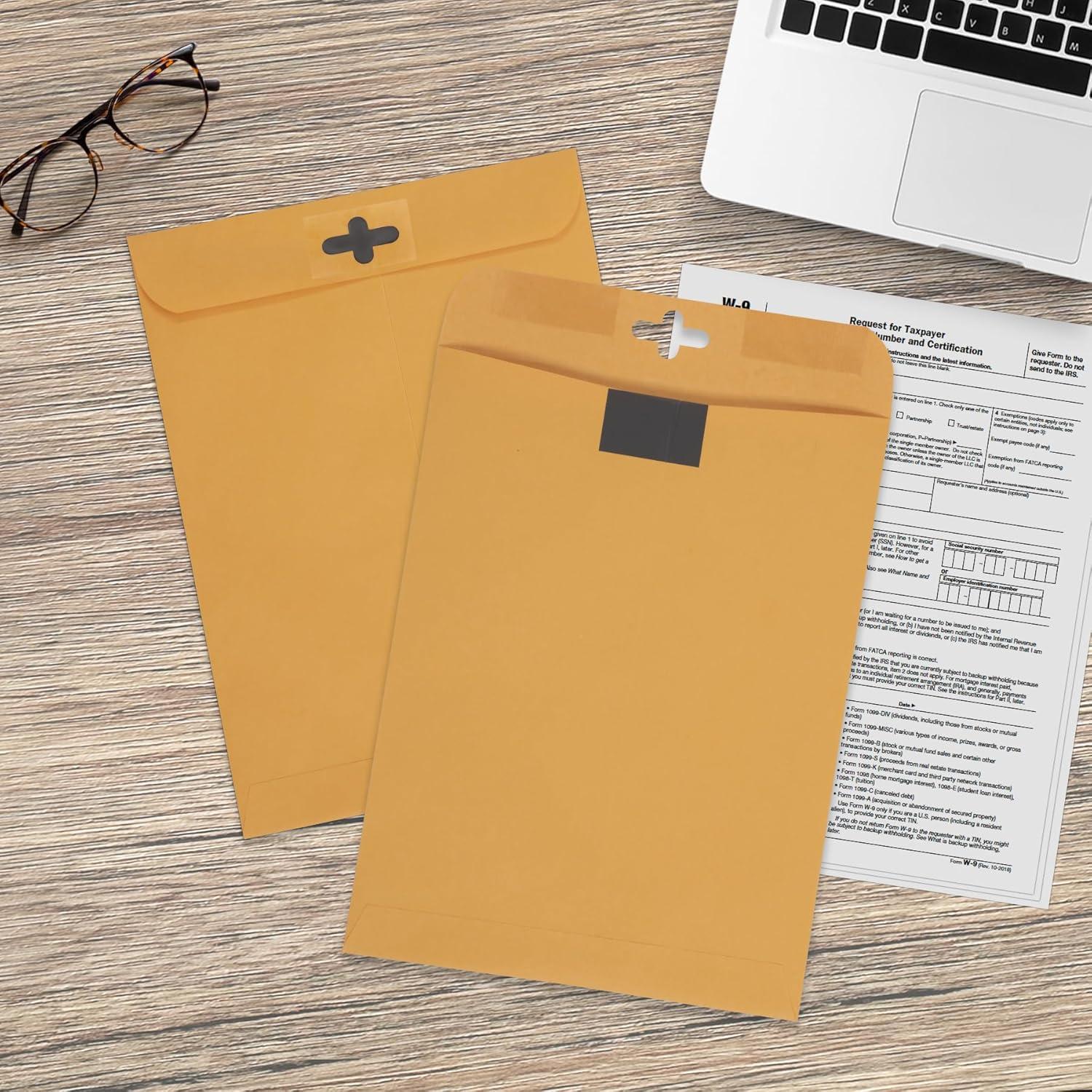 imageQuality Park 10 x13 Inch ClearClasp Catalog Envelopes for Mail or Storage wRediTac Clasp and Gummed Closure 28lb Brown Kraft 100Box QUA4376810 x 13 Pack of 5