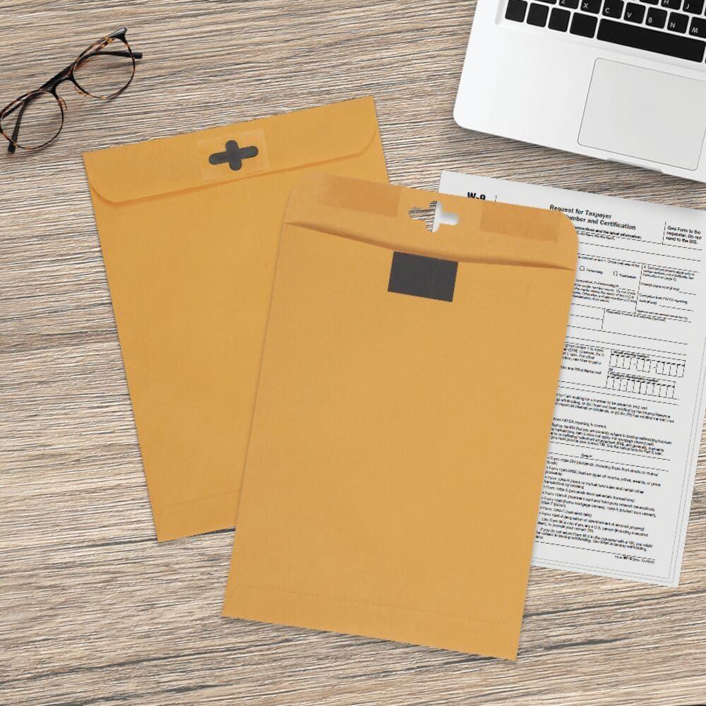 imageQuality Park 10 x13 Inch ClearClasp Catalog Envelopes for Mail or Storage wRediTac Clasp and Gummed Closure 28lb Brown Kraft 100Box QUA4376810 x 13 Pack of 5