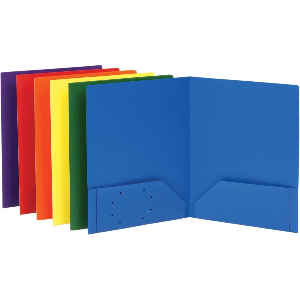 imageOxford Folders with Pockets Durable Plastic Two Pocket Folders Assorted Colors 15187 Letter 6 per PackLetter