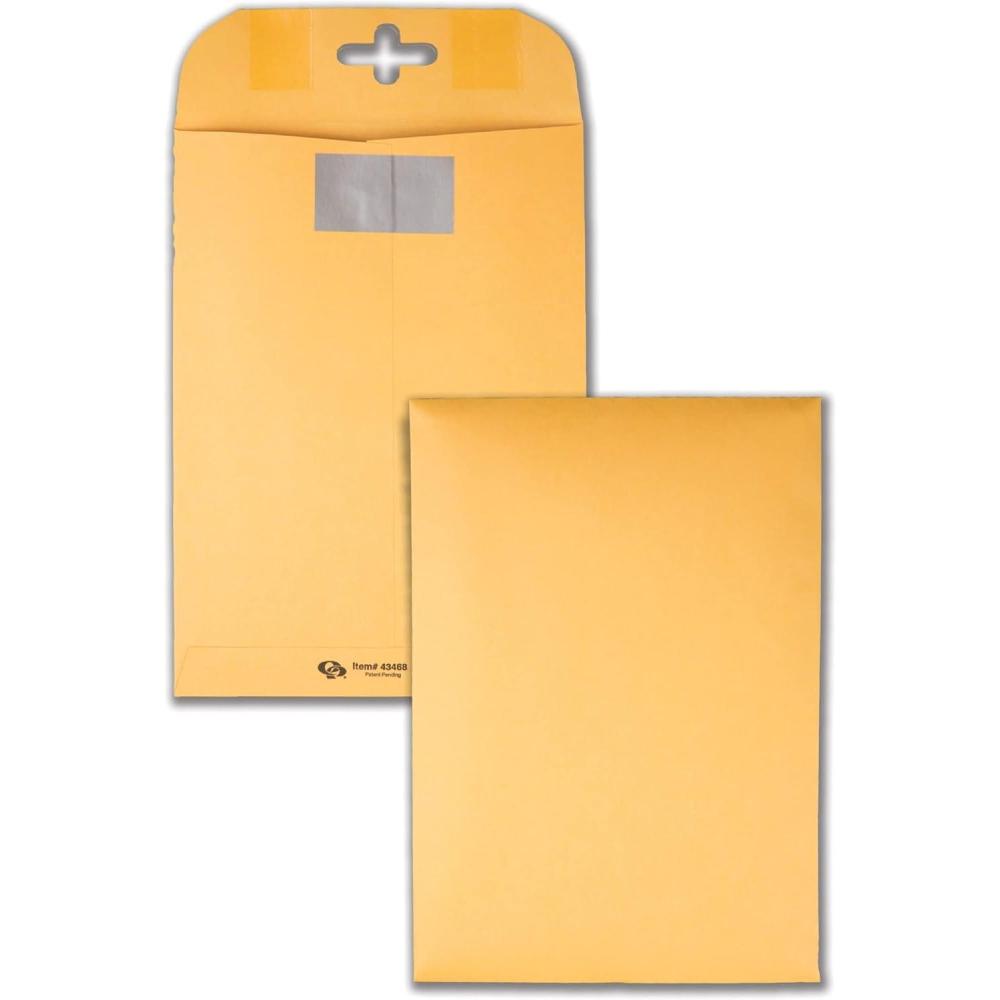 imageQuality Park 10 x13 Inch ClearClasp Catalog Envelopes for Mail or Storage wRediTac Clasp and Gummed Closure 28lb Brown Kraft 100Box QUA437686 x 9