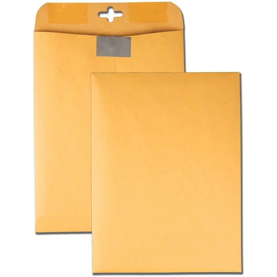 imageQuality Park 9 x 12 Postage Saving ClearClasp Envelopes with Reusable RediTac Closure ampamp Gummed Flap 28 lb Kraft Paper 100 per Box QUA435689 x 12 in